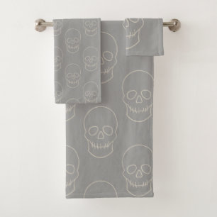 Skull - Ghost Grey and Bone White Bath Towel Set