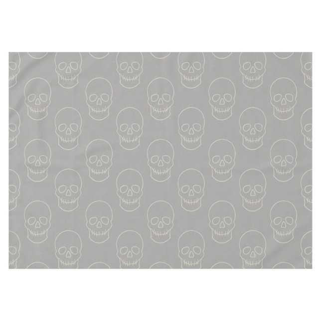 Skull - Ghost Grey and Bone White Tablecloth (Front (Horizontal))