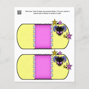 Skull Girl Party gift or favour Bag Tags Flyer