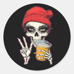 Skull Girl with Glowing Eyes Sticker