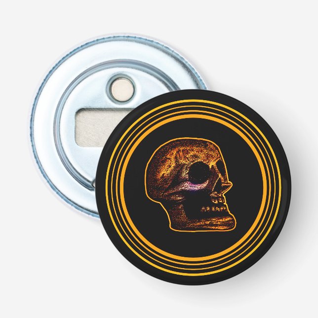 Skull Gold Bronze Bottle Opener (Front)