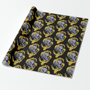 skull Gold leaves pattern Wrapping Paper