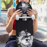 Skull Goth Black White Floral Flower Skateboard<br><div class="desc">This design may be personalized by choosing the customize option to add text or make other changes. If this product has the option to transfer the design to another item, please make sure to adjust the design to fit if needed. Contact me at colorflowcreations@gmail.com if you wish to have this...</div>