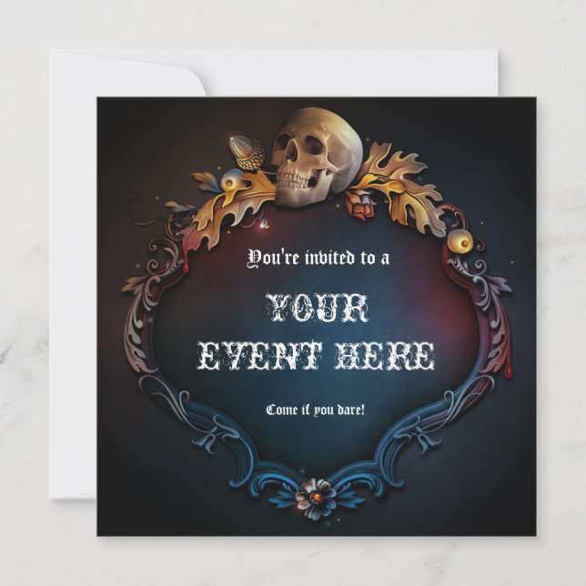 Skull Gothic Birthday Halloween Party Invitation (Front)