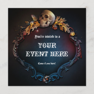 Skull Gothic Birthday Halloween Party Invitation