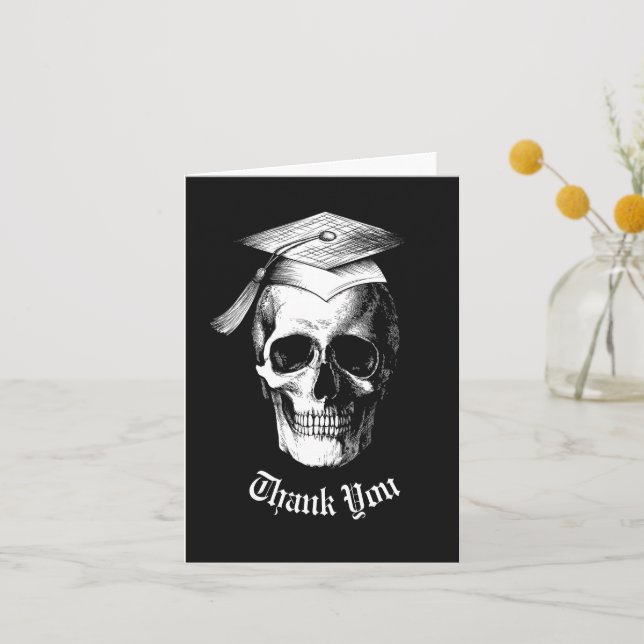 Skull Gothic Graduation Party Radiology Thank You Card (Front)