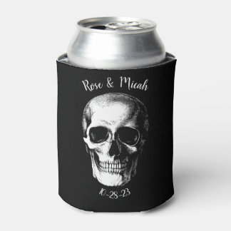 Skull Gothic Halloween Wedding Can Cooler