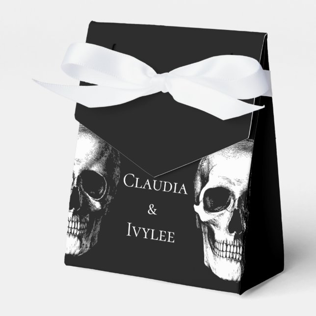 Skull Gothic Halloween Wedding Favour Boxes (Front Side)