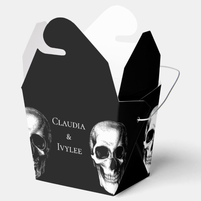 Skull Gothic Halloween Wedding Favour Boxes (Opened)