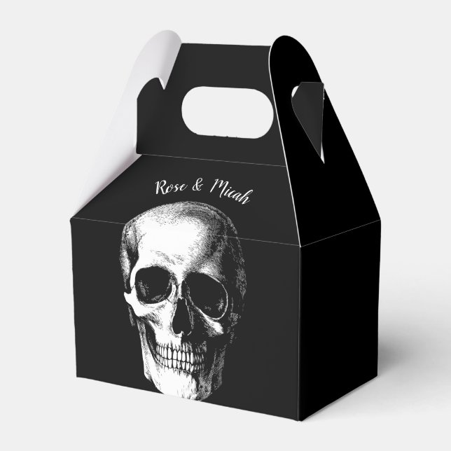 Skull Gothic Halloween Wedding Favour Boxes (Front Side)