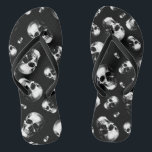 Skull Gothic Halloween Wedding Flip-Flops Flip Flops<br><div class="desc">Invite the ones you love to witness you saying 'til death do us part with our Gothic Skull Halloween Wedding Theme.  These skull flip-flops are perfect for your gothic wedding day.  Customise the background colour and words,  to make it your own.</div>