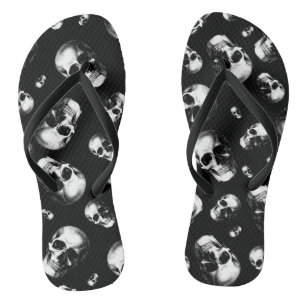 Skull Gothic Halloween Wedding Flip-Flops Flip Flops
