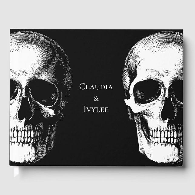 Skull Gothic Halloween Wedding Guest Book (Front)