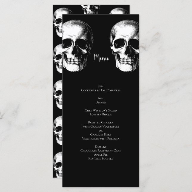 Skull Gothic Halloween Wedding Menu (Front/Back)