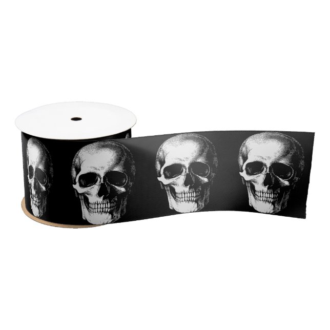 Skull Gothic Halloween Wedding Skull Ribbon Satin Ribbon (Spool)