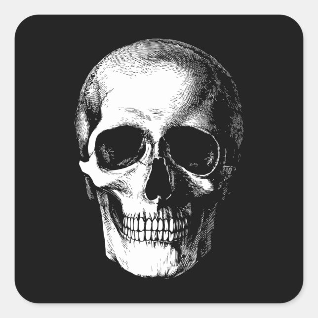 Skull Gothic Halloween Wedding Stickers Square (Front)