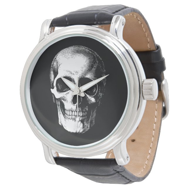 Skull Gothic Halloween Wedding Watch (Angled)