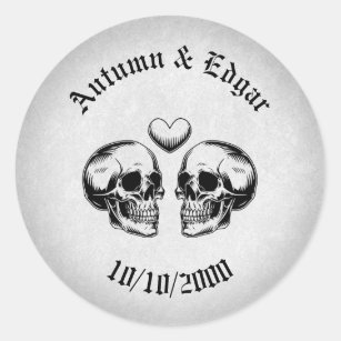 Skull Gothic Wedding Classic Round Sticker