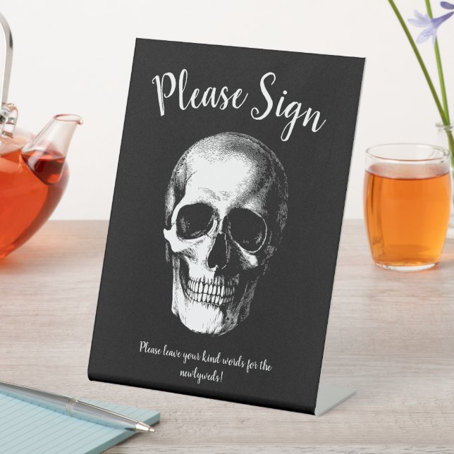 Skull Gothic Wedding Guest Book Sign (In SItu)