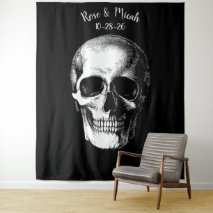 Skull Gothic Wedding Photo Backdrop Tapestry