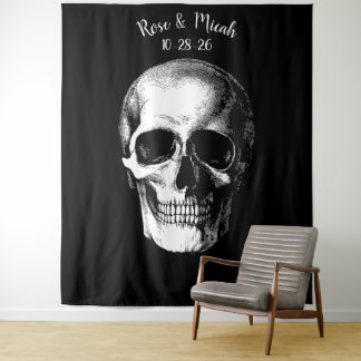 Skull Gothic Wedding Photo Backdrop Tapestry