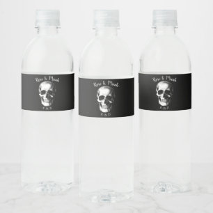 Skull Gothic Wedding Water Bottle Label