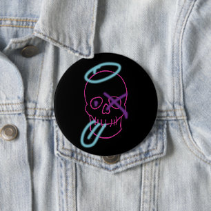 Skull graffiti - Pink, Purple, Blue and Black 10 Cm Round Badge