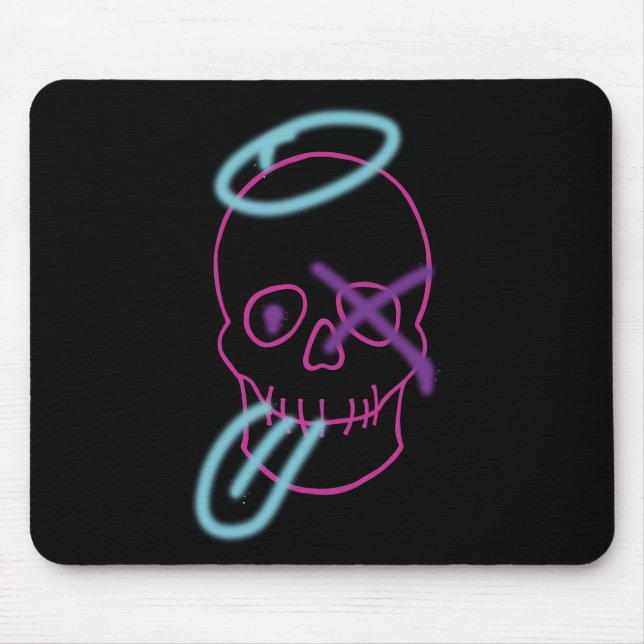 Skull graffiti - Pink, Purple, Blue and Black Mouse Mat (Front)