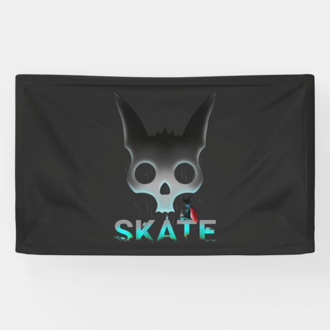 Skull Graffiti Skater Cat Banner (Horizontal)