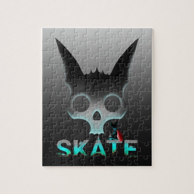 Skull Graffiti Skater Cat Jigsaw Puzzle (Vertical)