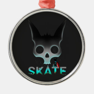 Skull Graffiti Skater Cat Metal Tree Decoration
