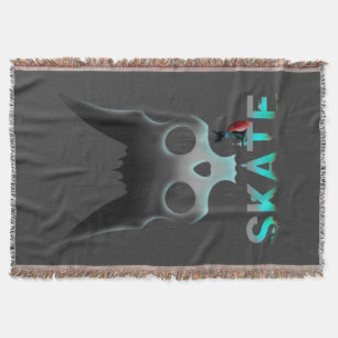 Skull Graffiti Skater Cat Throw Blanket