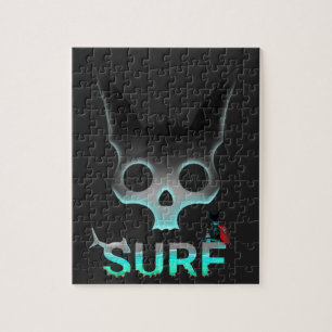 Skull Graffiti Surf Cat Jigsaw Puzzle