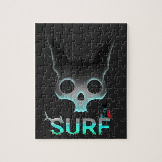 Skull Graffiti Surf Cat Jigsaw Puzzle (Vertical)