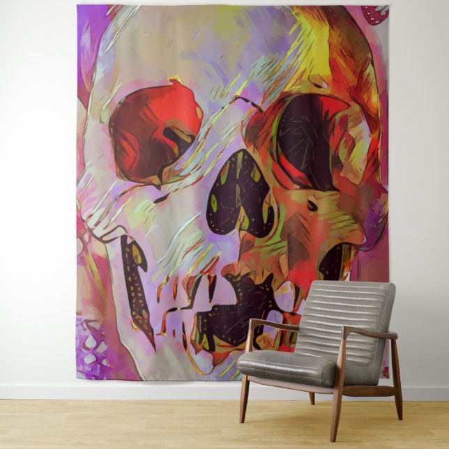 Skull Graphic Tapestry (In Situ)