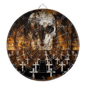 Skull, Graveyard, Grunge, Goth, Creepy Artwork Dartboard