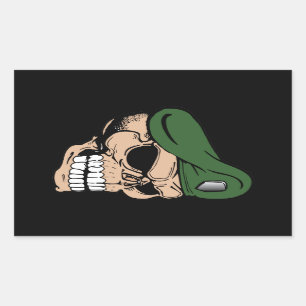 Skull Green Beret Rectangular Sticker