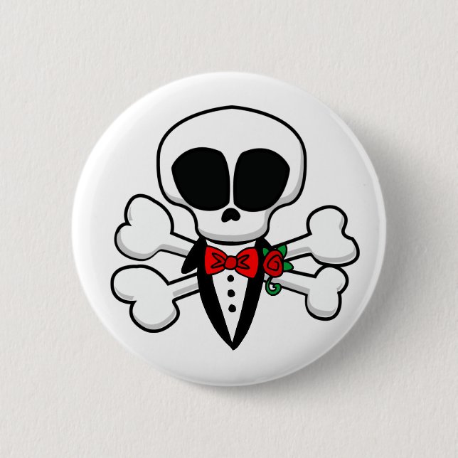 Skull Groom Fully Customisable 6 Cm Round Badge (Front)