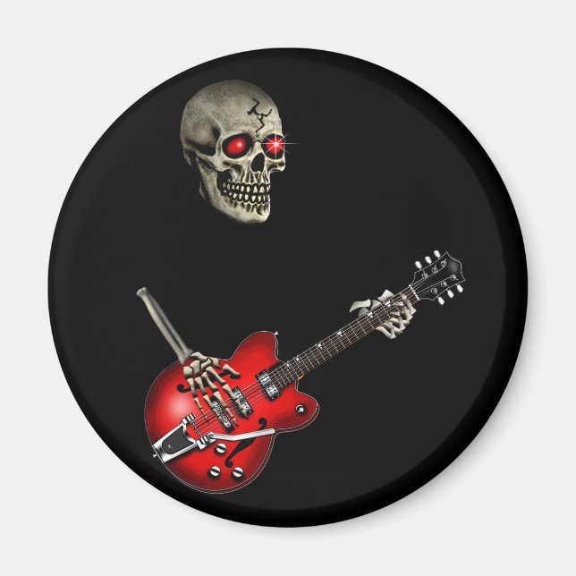 Skull Guitar Player Magnet (Front)