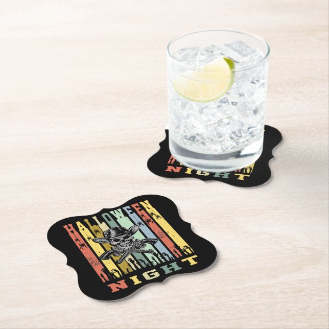 Skull Gun, Halloween Night Paper Coaster (Insitu)