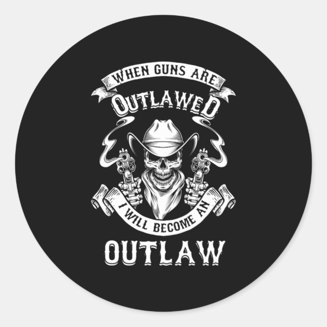 Skull Guns Outlaw Cowboy Western Shooting Gift Classic Round Sticker (Front)