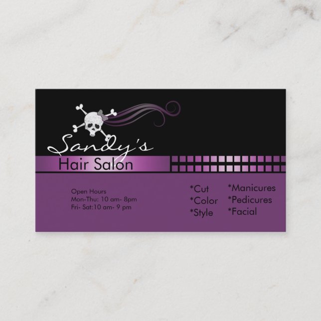 skull hair salon business card (Front)
