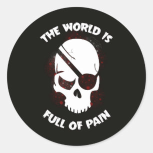 Skull Halloween Dark Black Scary Classic Round Sticker