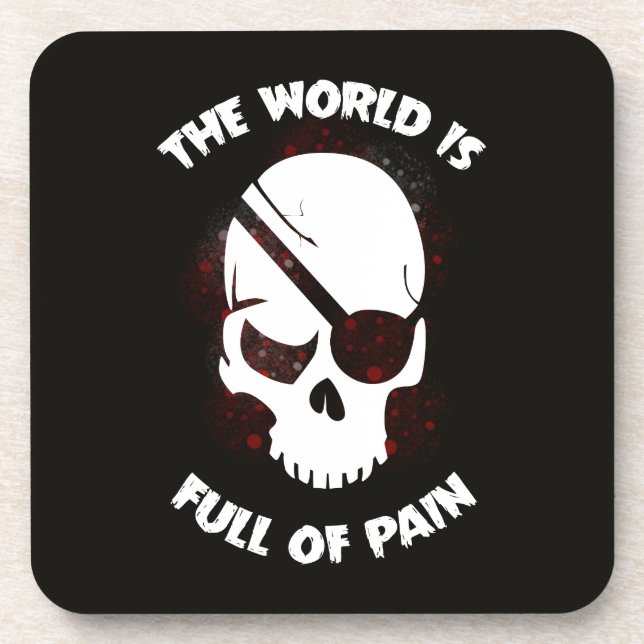 Skull Halloween Dark Black Scary Coaster (Front)