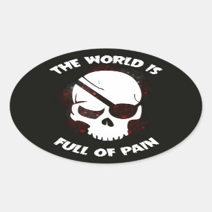 Skull Halloween Dark Black Scary Oval Sticker