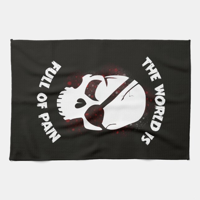 Skull Halloween Dark Black Scary Tea Towel (Horizontal)