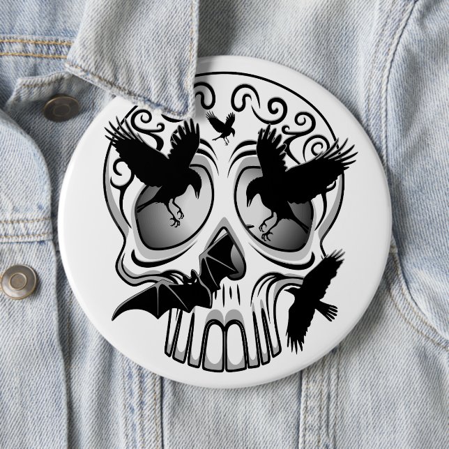 Skull Halloween Decorative Calaveras 6 Cm Round Badge (In Situ)