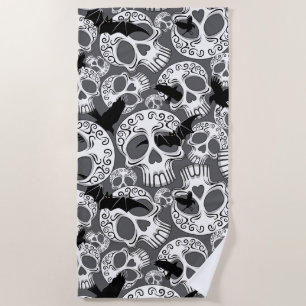 Skull Halloween Decorative Calaveras Beach Towel