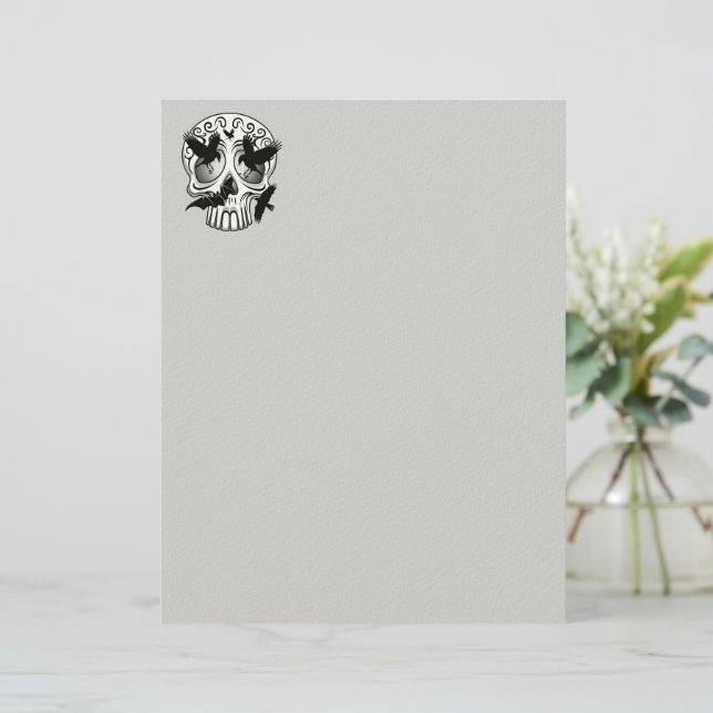 Skull Halloween Decorative Calaveras Custom Letterhead (Standing Front)