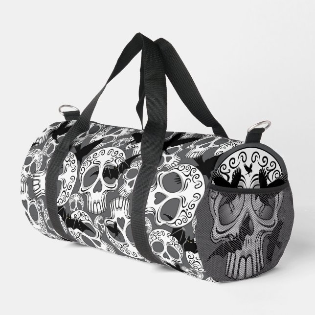 Skull Halloween Decorative Calaveras Duffle Bag (Right Corner)